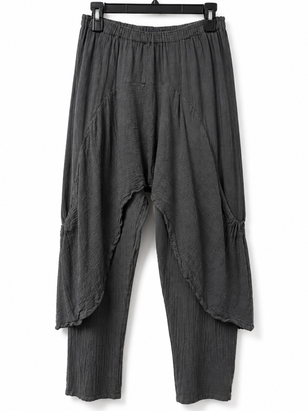 Oh My Gauze! Layered Asymmetrical Skirt Pants Charcoal Gray Gauze Lagenlook 1
AA - Picture 3 of 11